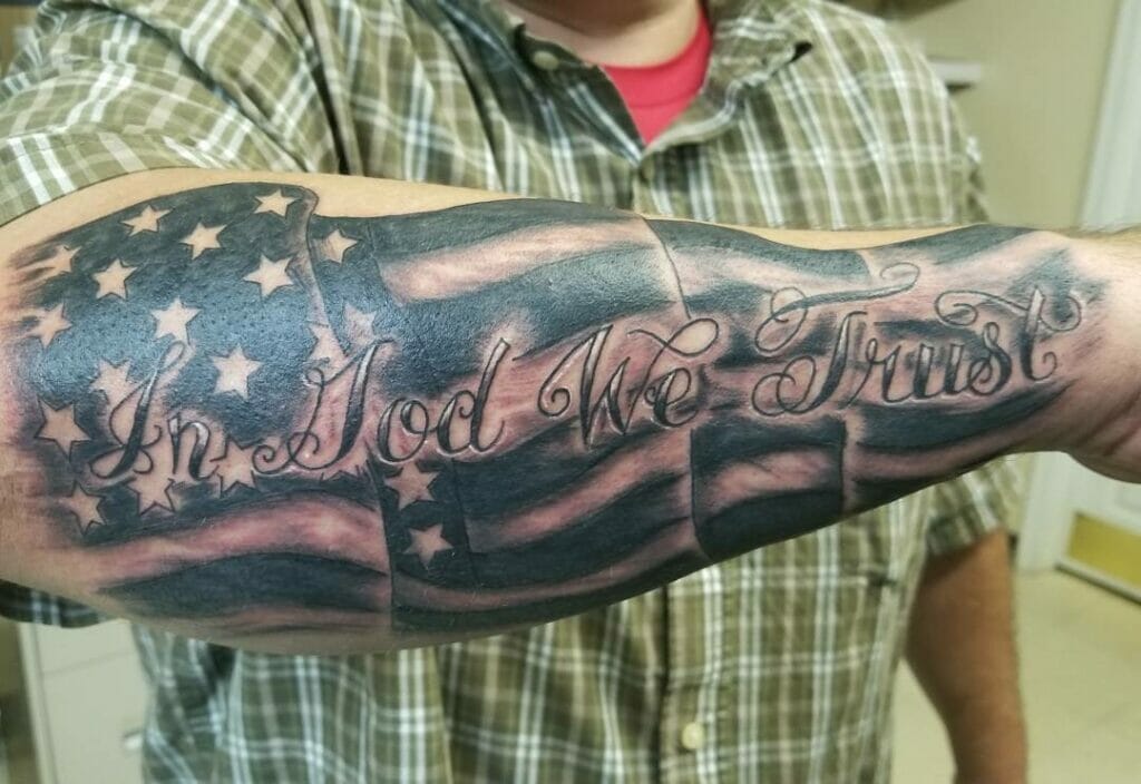 In God We Trust Sleeve Tattoo