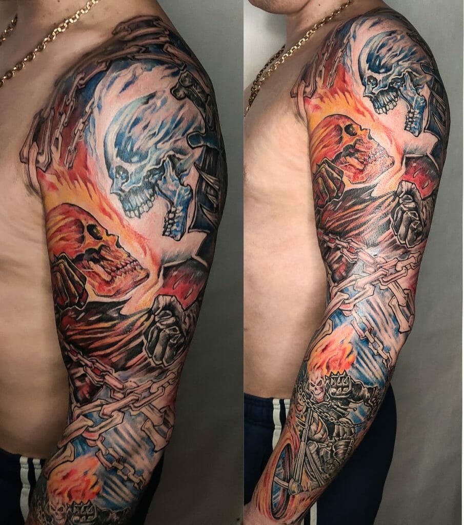 Incredible Ideas For Ghost Rider Tattoo Sleeve On Your Arm