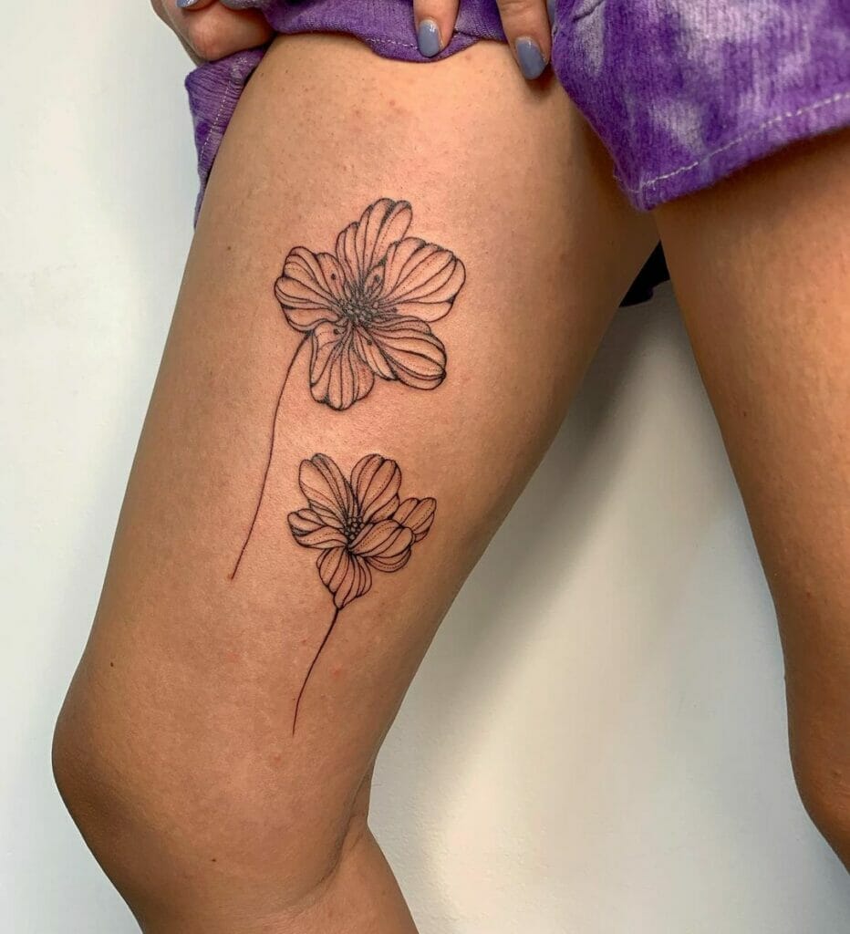Inner Thigh Flower Tattoo