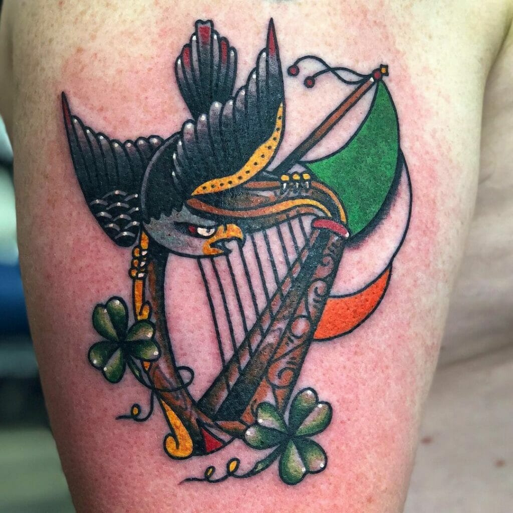 Irish Harp Tattoo Design