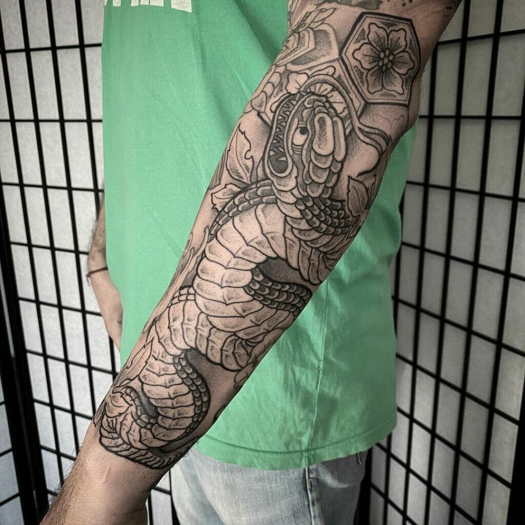 Japanese Snake Full Sleeve Tattoo