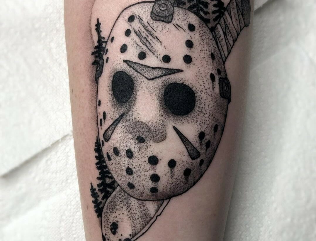 Jason Voorhees done by Cory Bretz at Steadfast in Riverside California   rtattoos