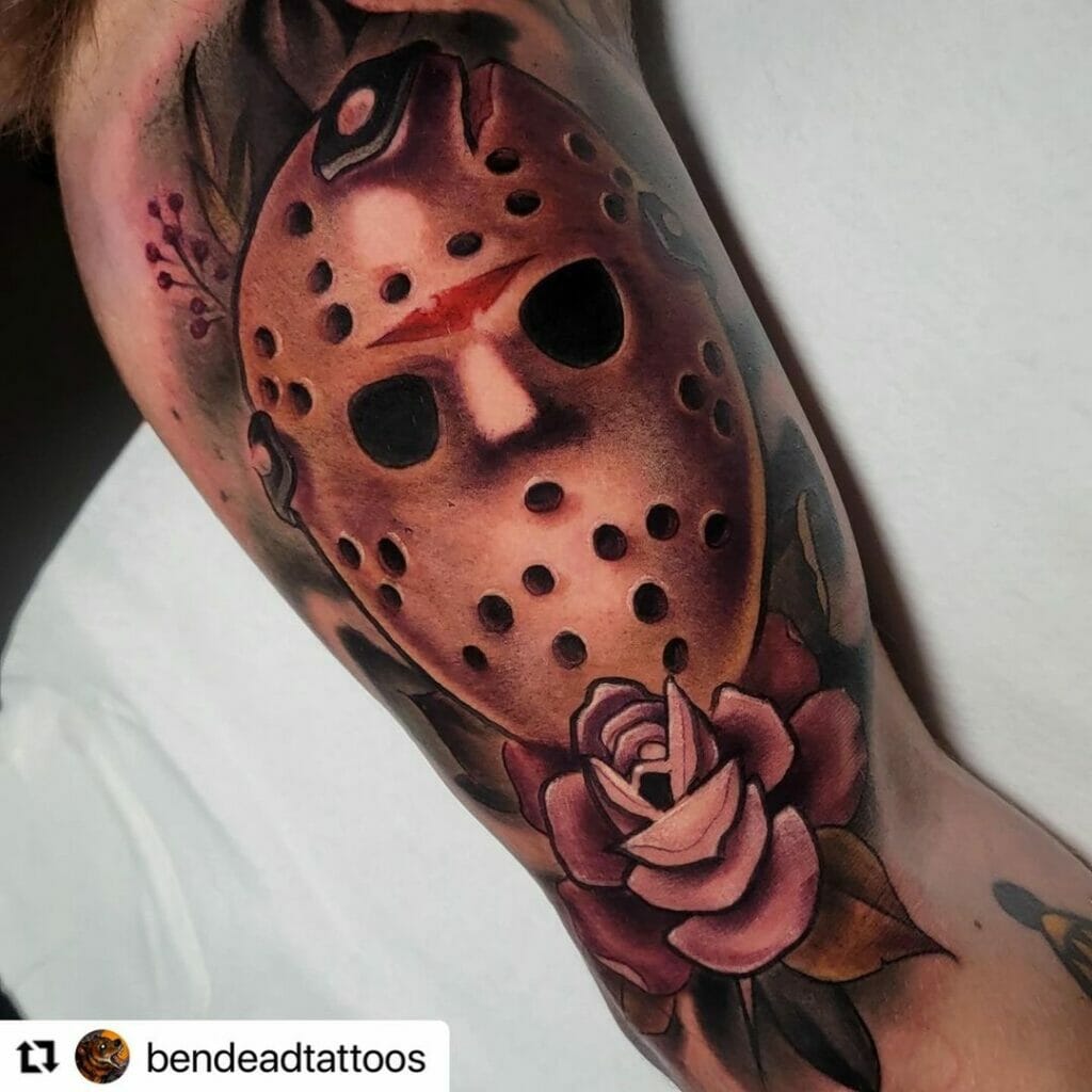 Jason Vorhees Tattoo With A Rose
