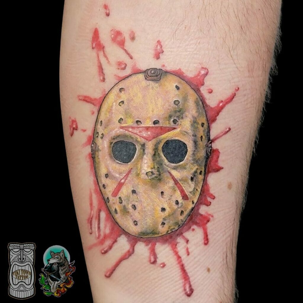 Jason's Hockey Mask With Blood Tattoo