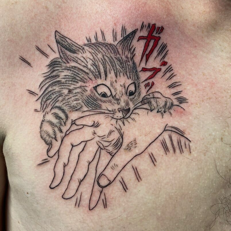 Junji Ito Cat Tattoo
