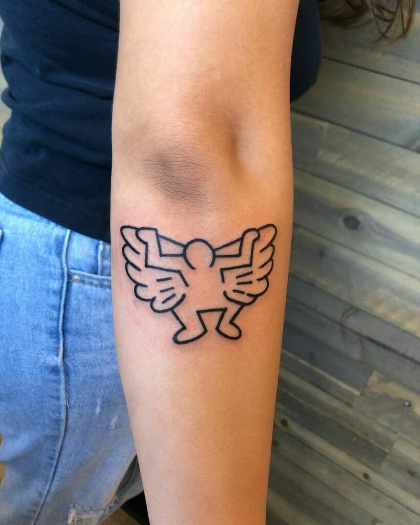 Keith Haring Angel Tattoo