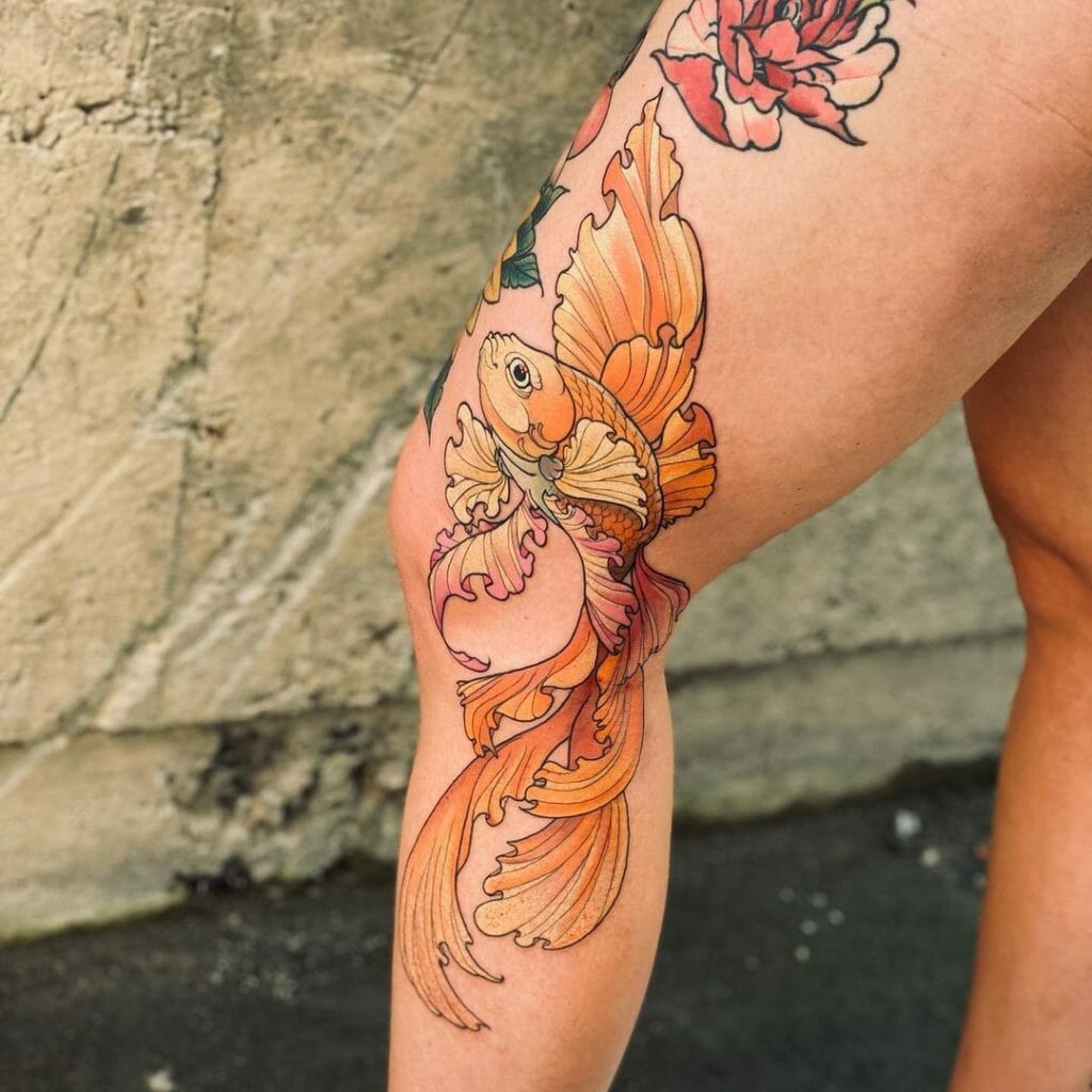 Leg Goldfish Tattoo