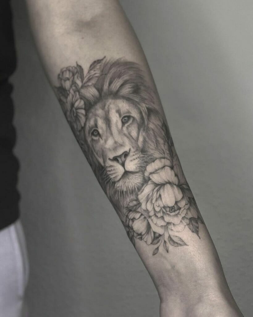 Lion Inner Forearm Tattoo