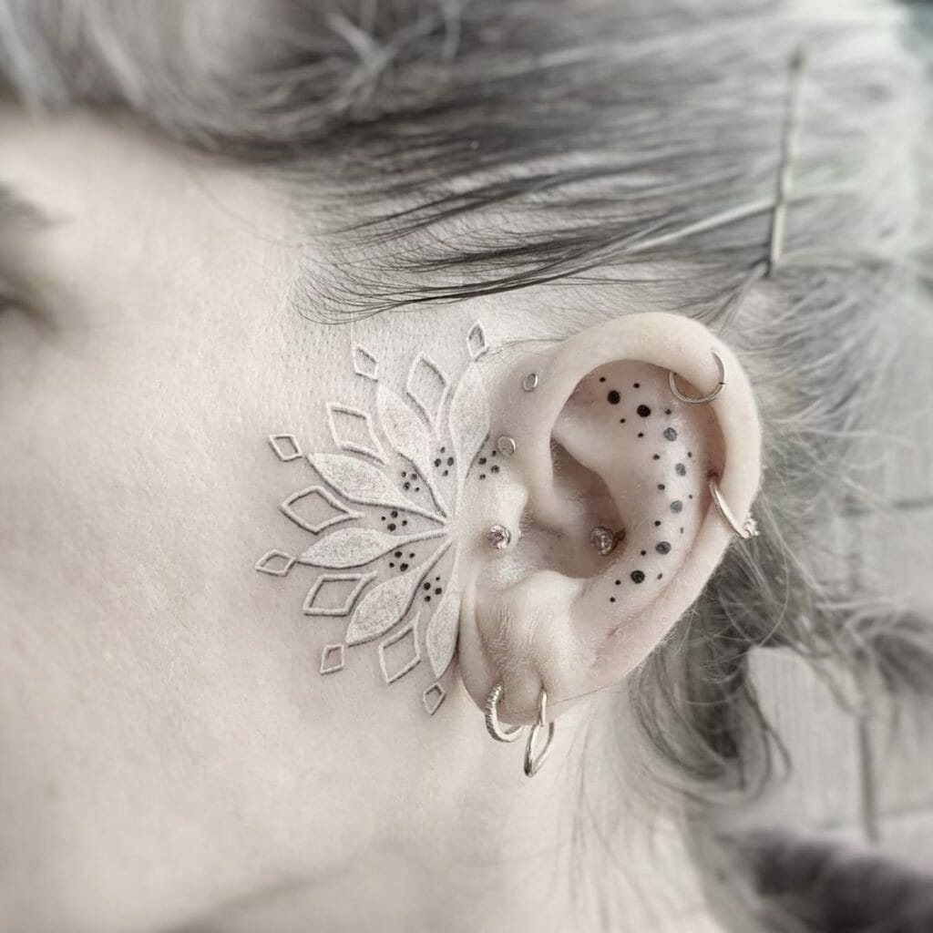 Mandala Ear Helix Tattoo