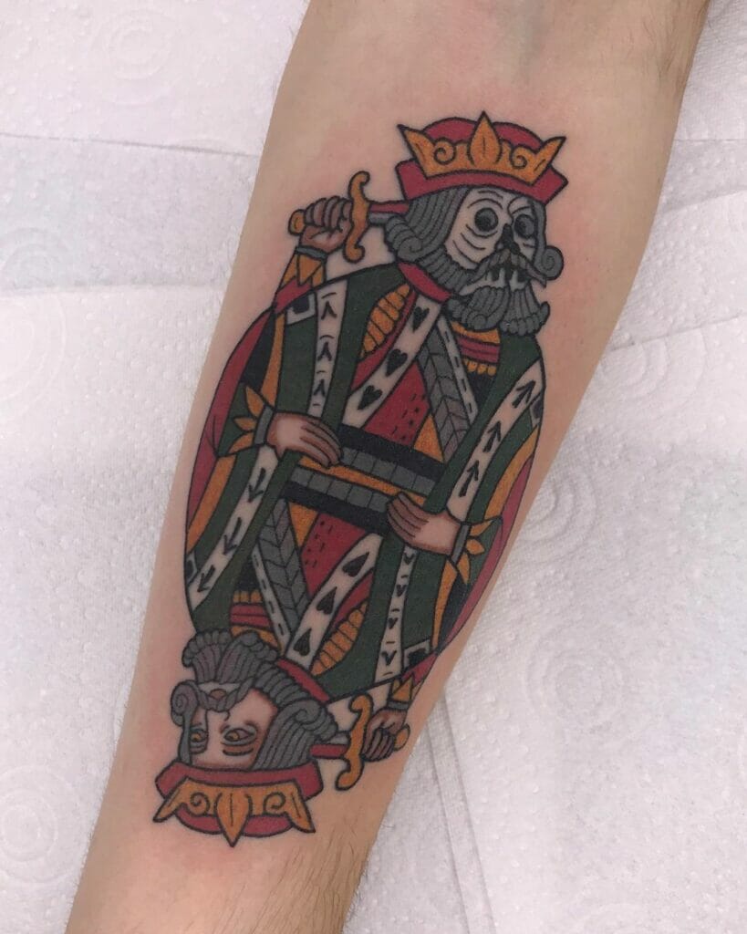 Medieval King Of Hearts Card Tattoo