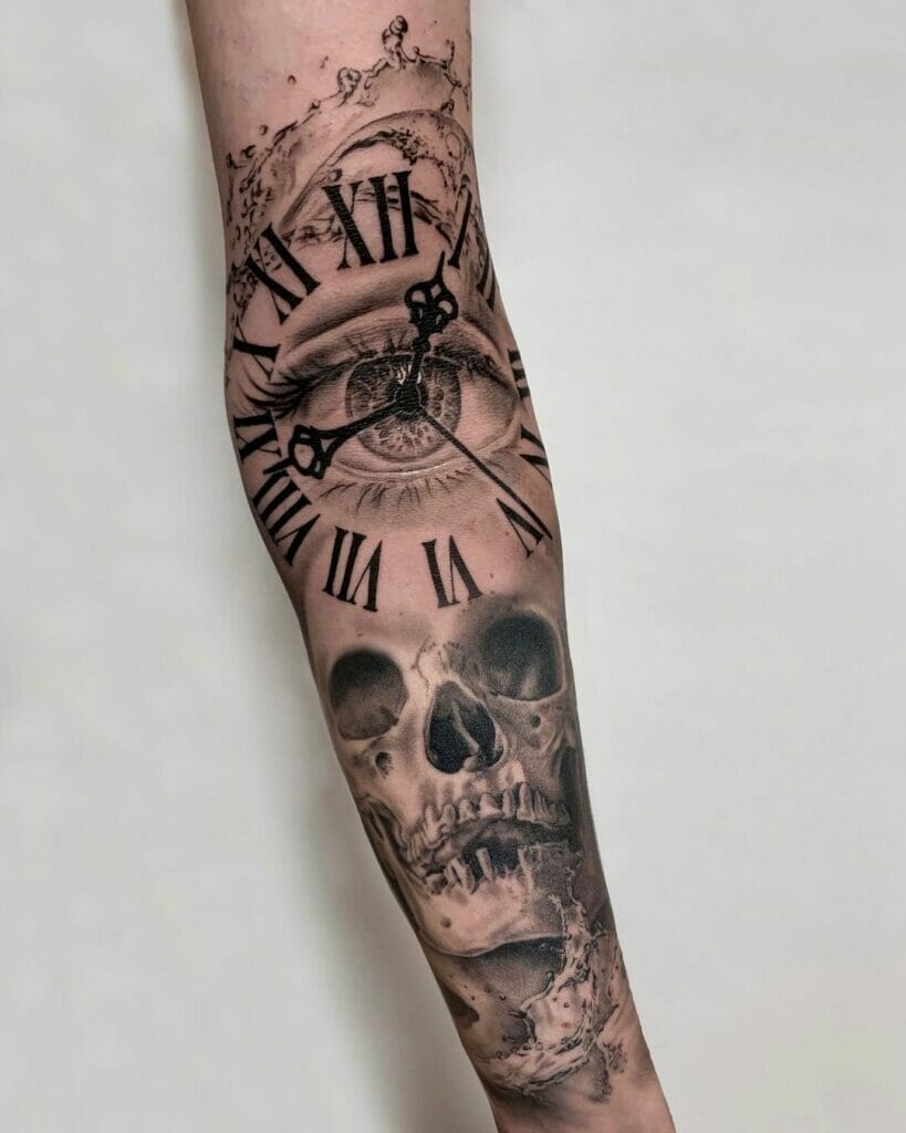 Mystical Clock Forearm Sleeve Tattoo