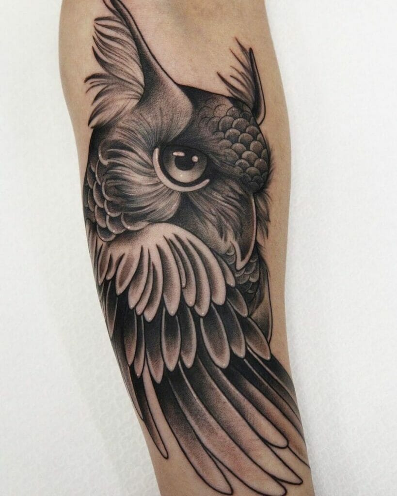 Owl Inner Forearm Sleeve Tattoo