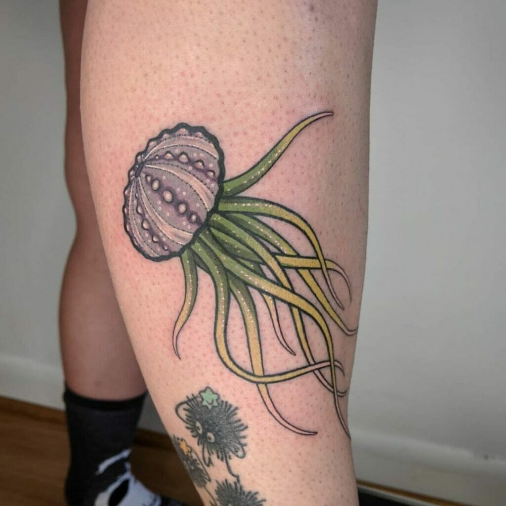 Pastel Coloured Urchin Jellyfish Tattoo