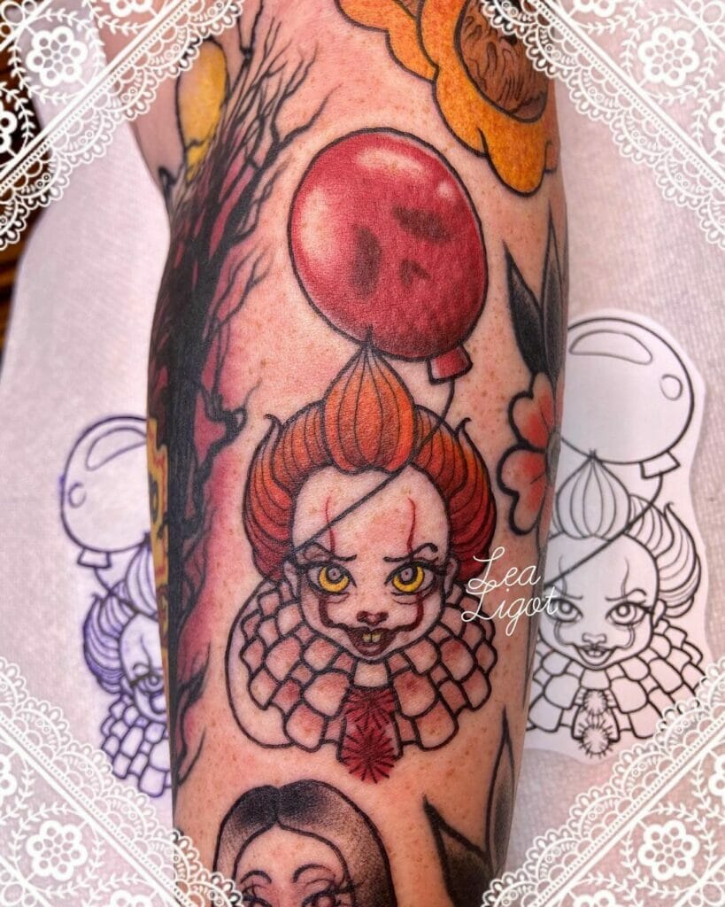 Pennywise And The Red Balloon Tattoo