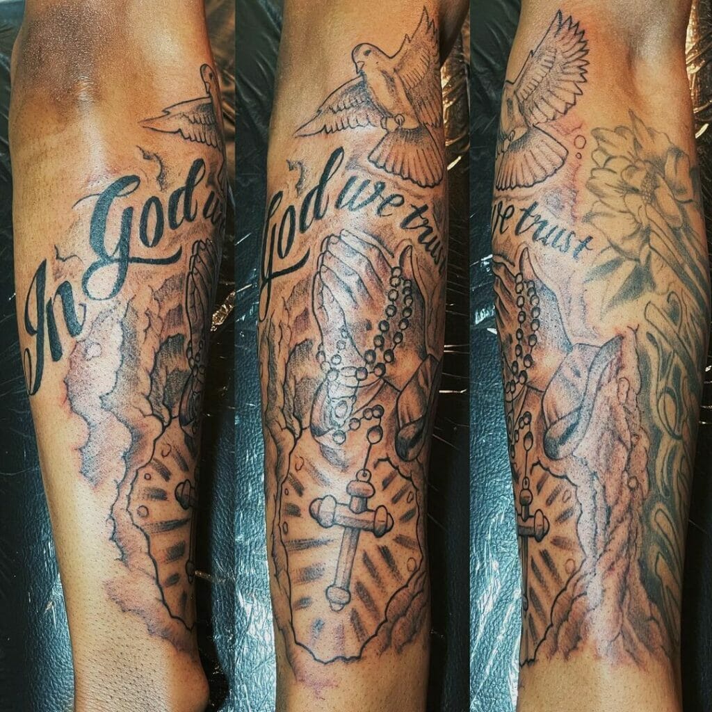 Prayers Hands In God We Trust Tattoo
