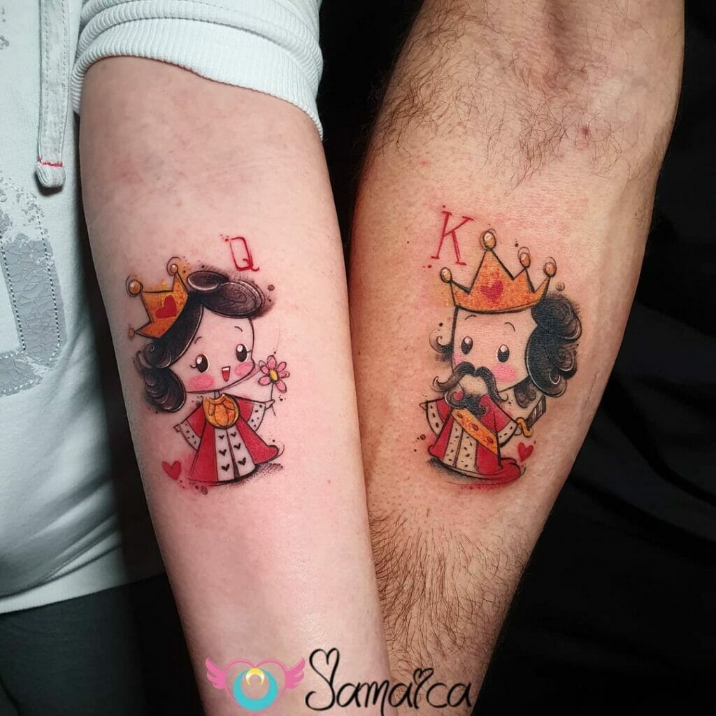 Queen And King Of Hearts Tattoos