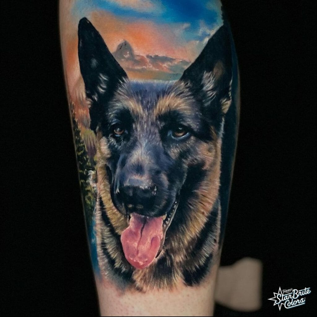 Realistic German Shepherd Tattoo