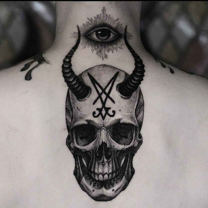 Realistic Skull Horror Tattoo