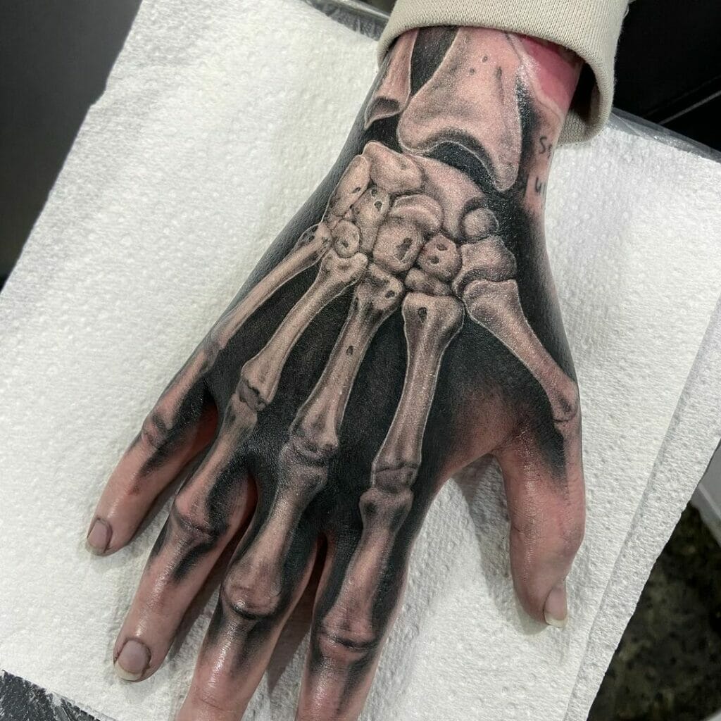 Realistic Tattoo Of Skeleton Hand