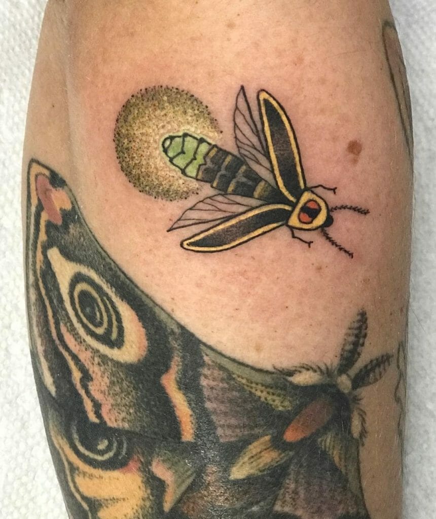 Realistic firefly tattoo for a naturalistic person