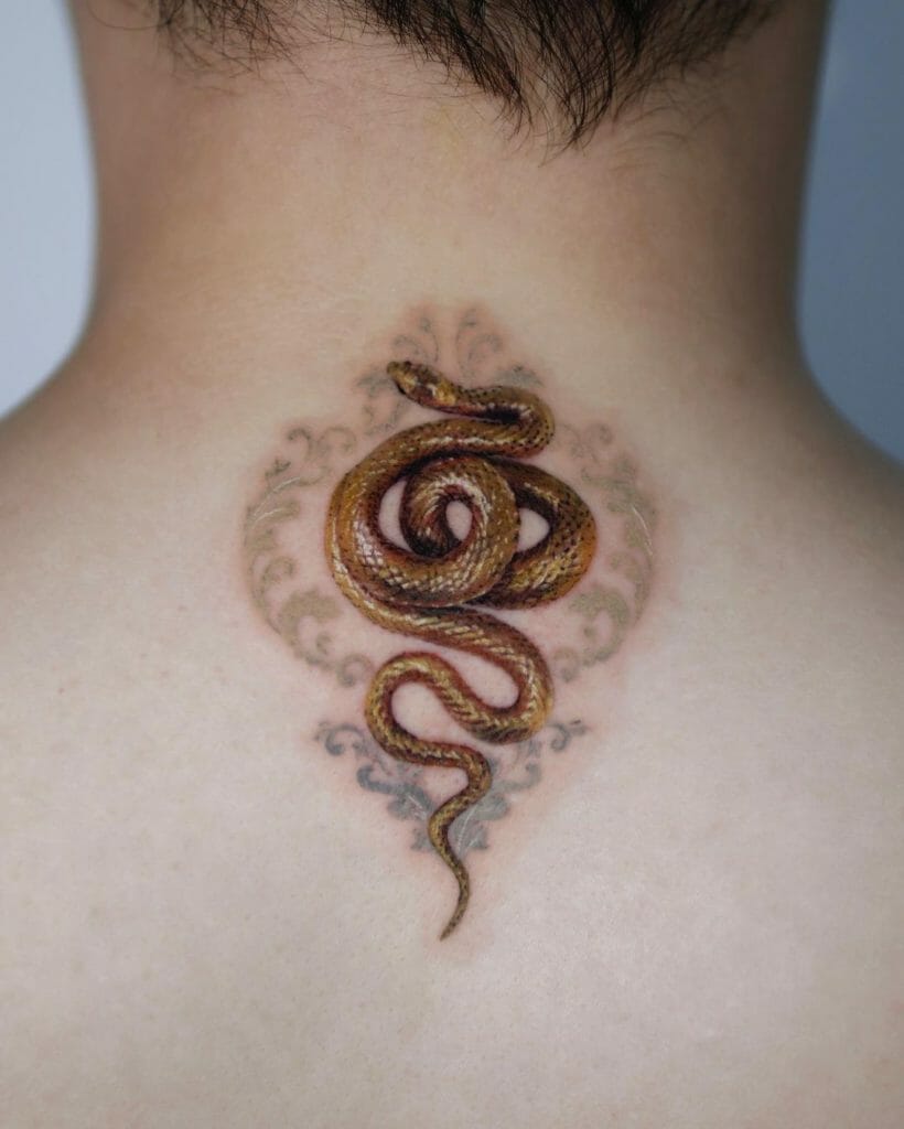 Serpent In Gold Metallic Tattoos