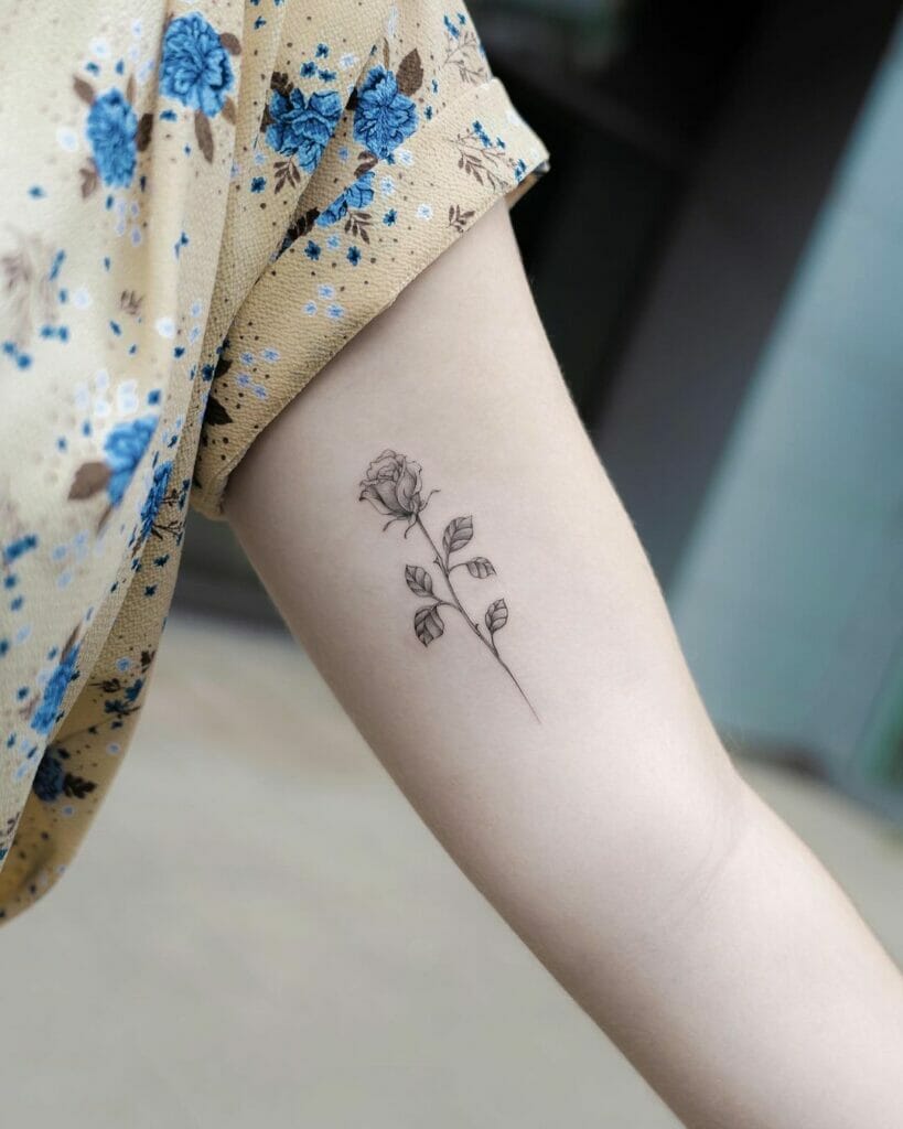 Single Rose Tattoo Inner Arm
