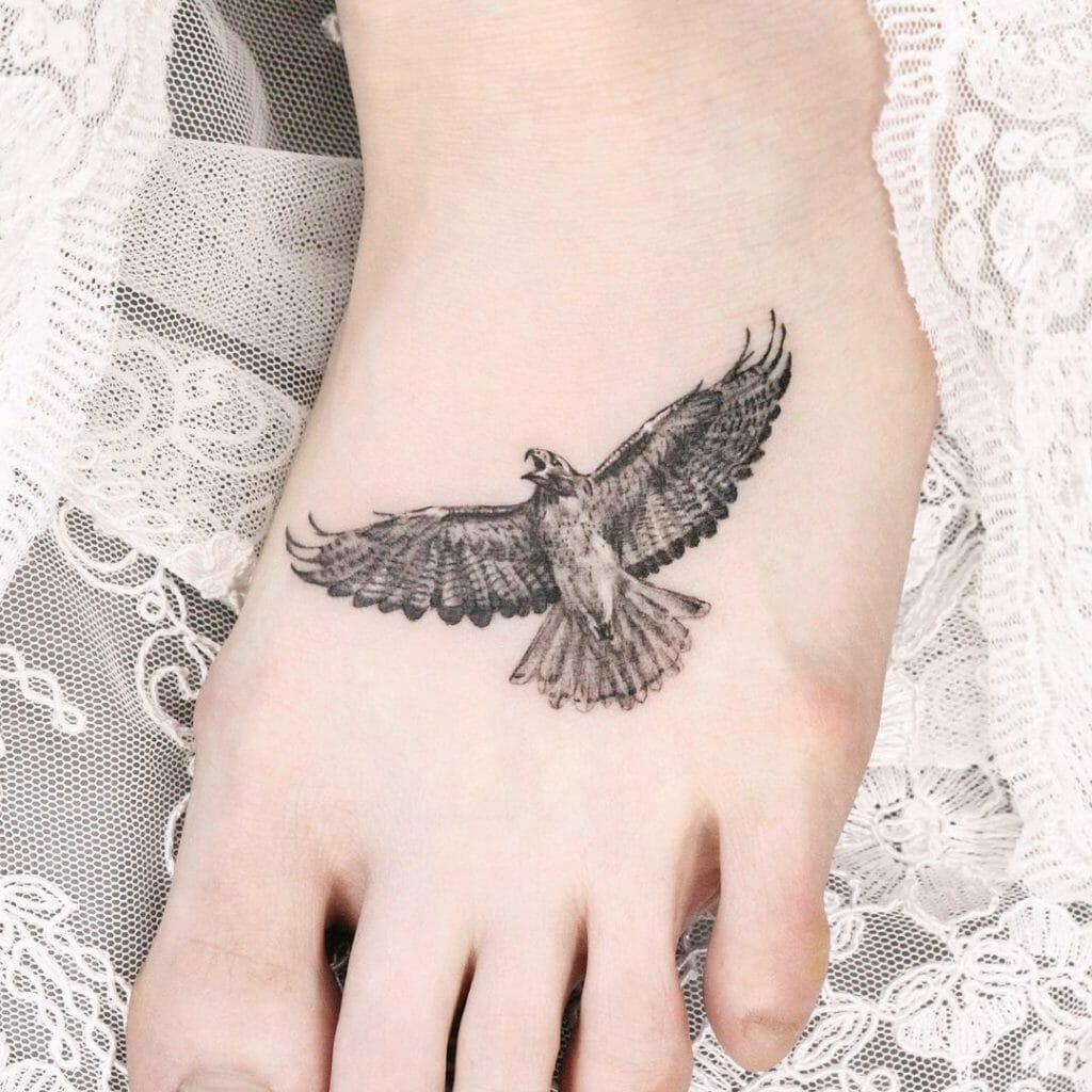 Small-Sized Hawk Tattoo Design