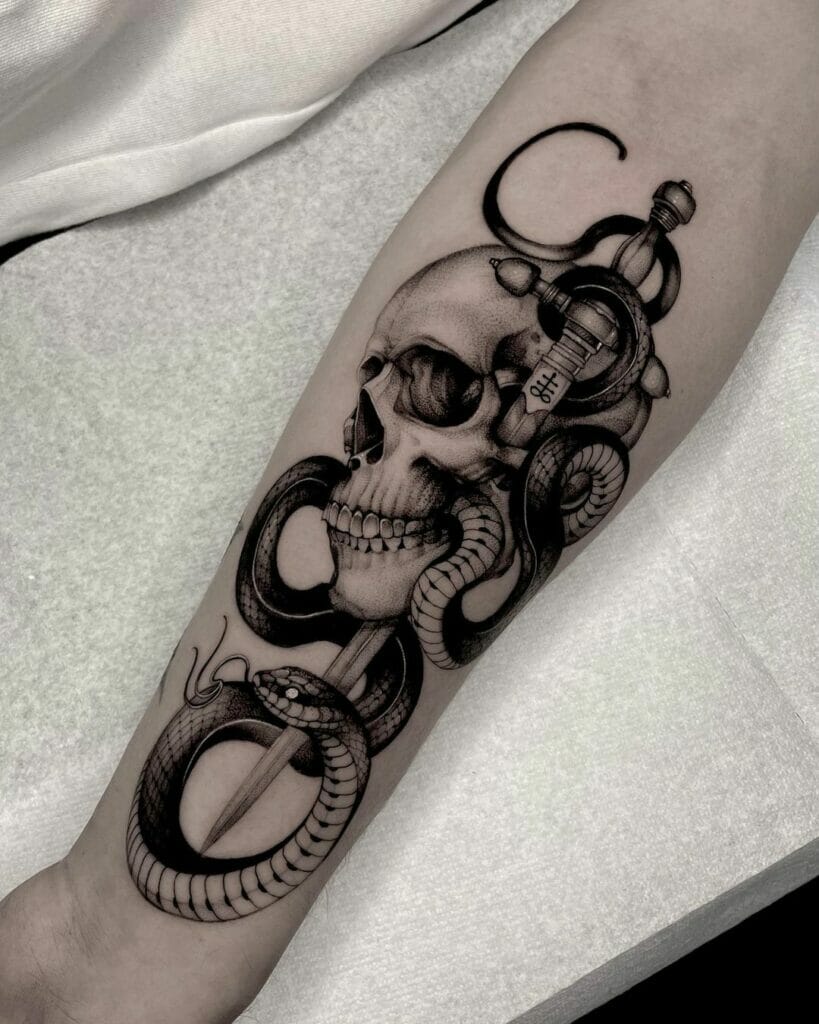 Snake Skull Sword Tattoo
