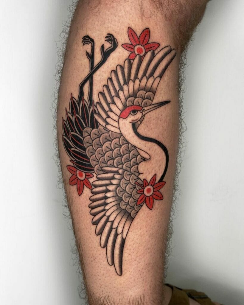 Stunning Japanese Crane Bird Tattoo Idea
