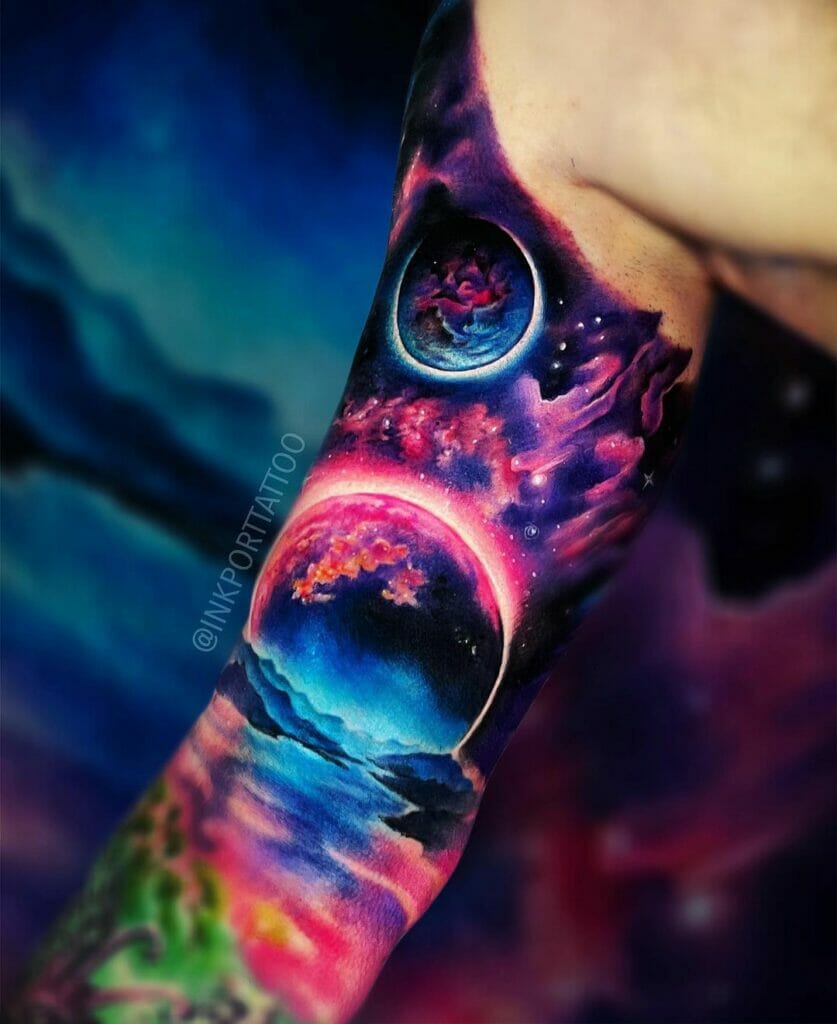 Stunning Space Tattoos Knee Ideas