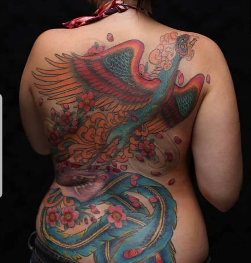 Tebori Japanese Phoenix Tattoo