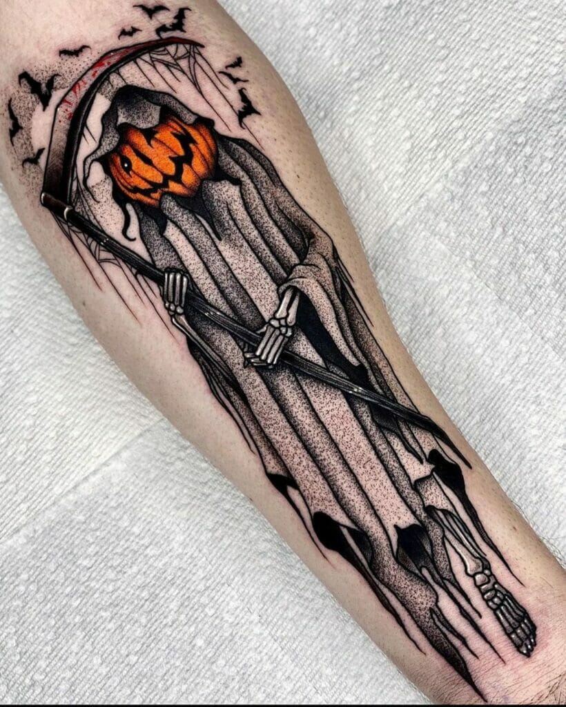 The Evil Pumpkin Reaper Jack O Lantern Tattoos 