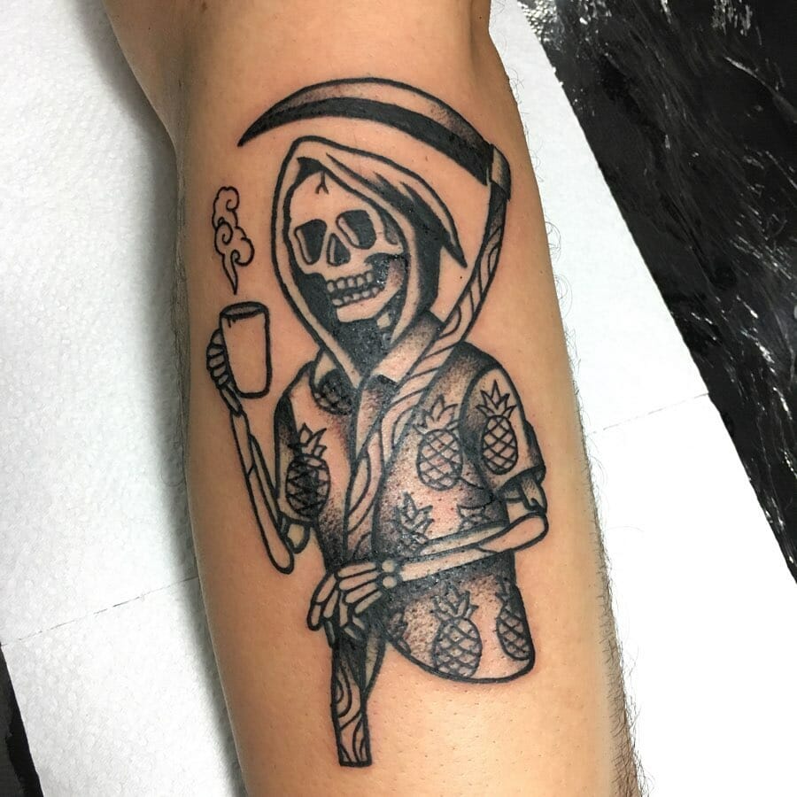 The Grim Reaper On Vacation Tattoo Design