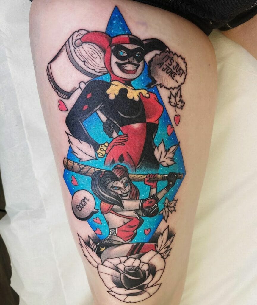 The Harley Quinn Comic-Themed Tattoo