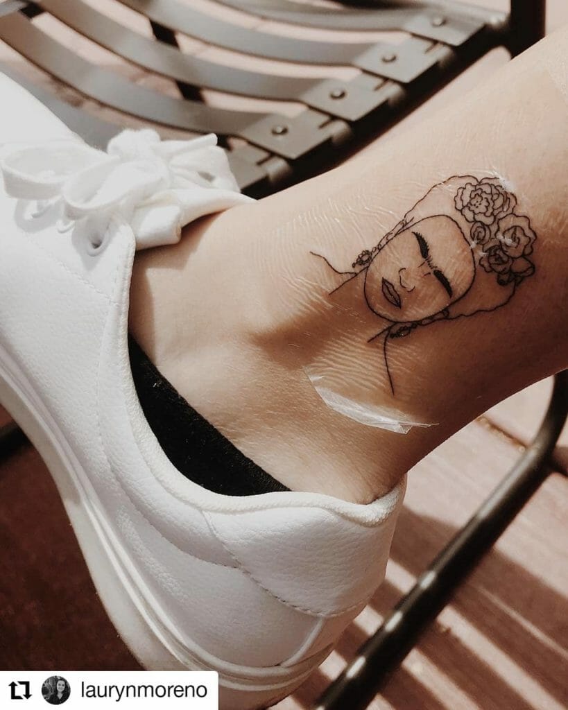 The Minimal Frida Kahlo Ankle Tattoo