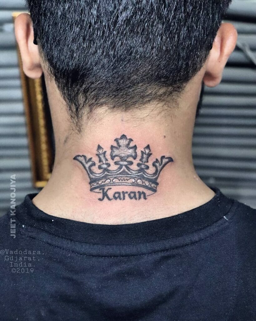 The Name Crown Tattoo On Neck