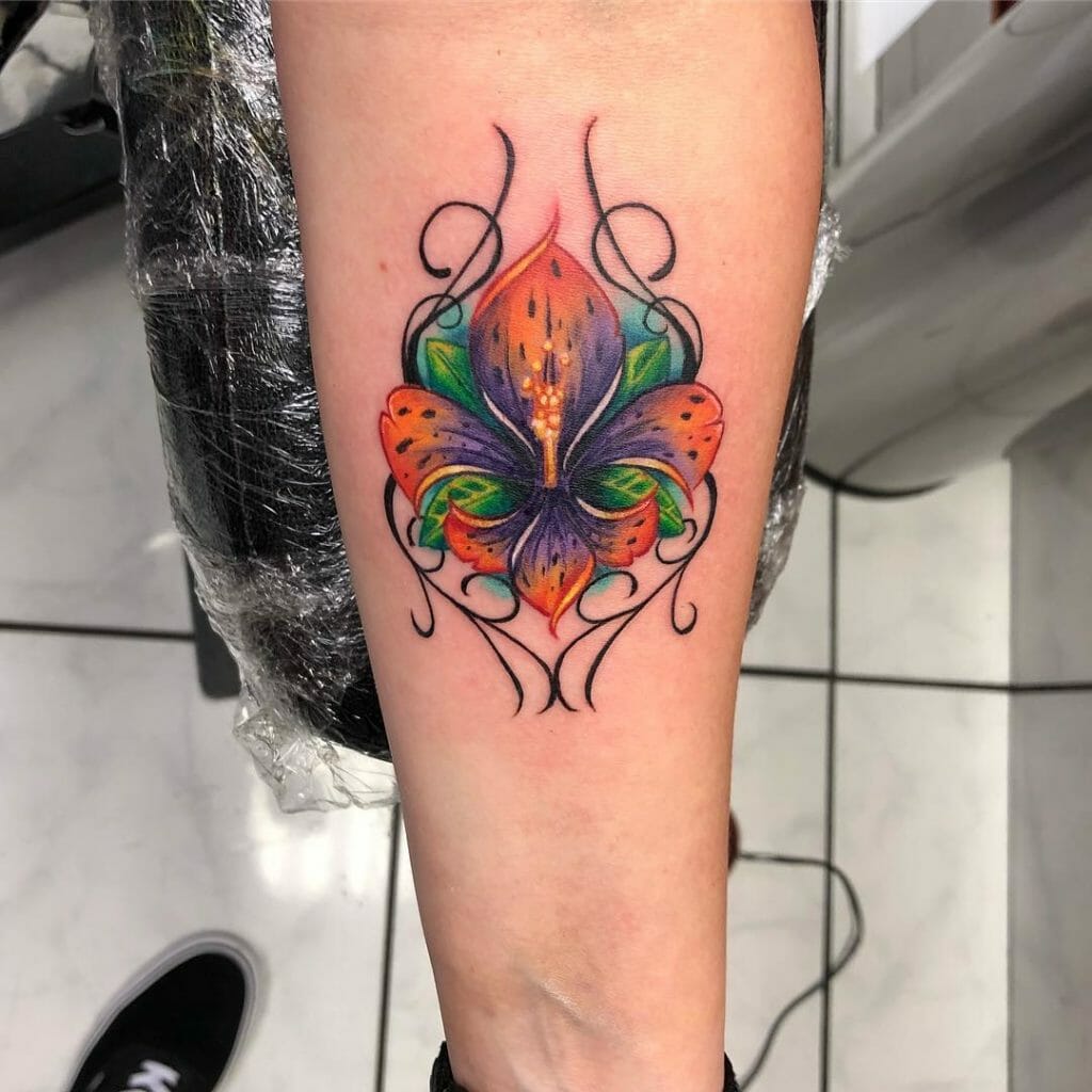 Tiger Lily Fleur De Lis Tattoo
