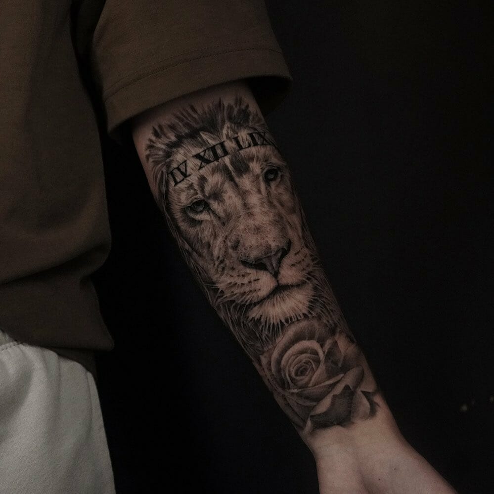 Traditional Lion Full Arm Sleeve Tattoo Ideas