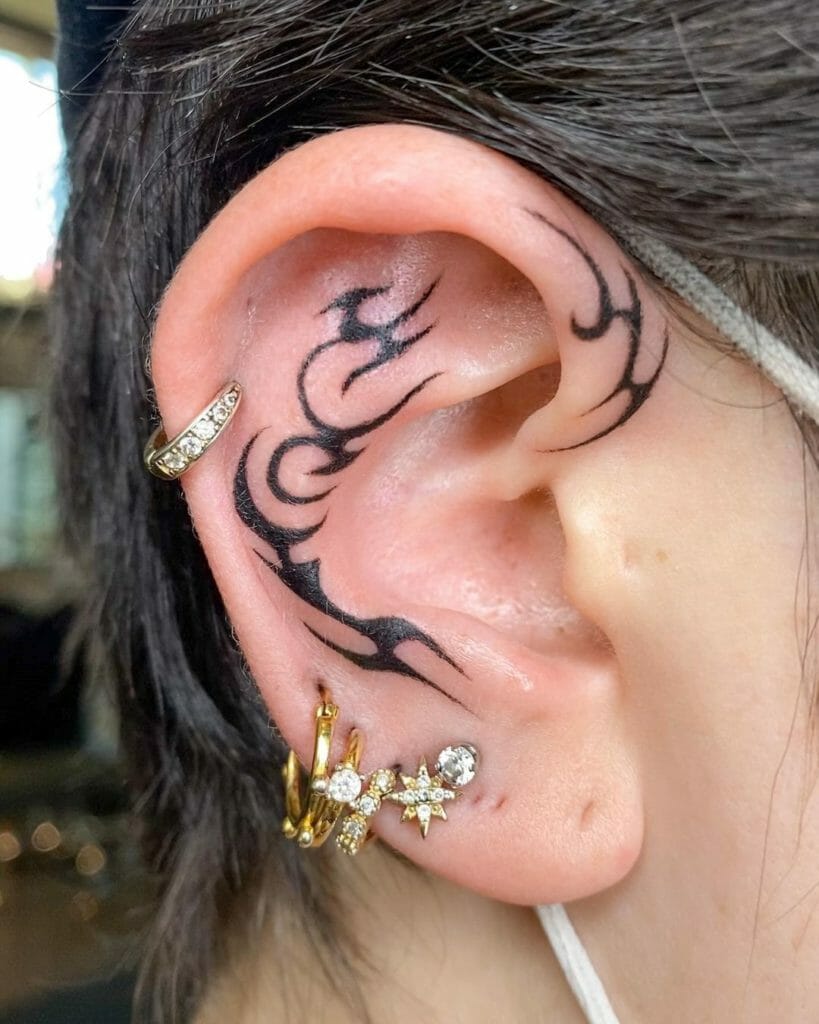 Tribal Ear Helix Tattoo