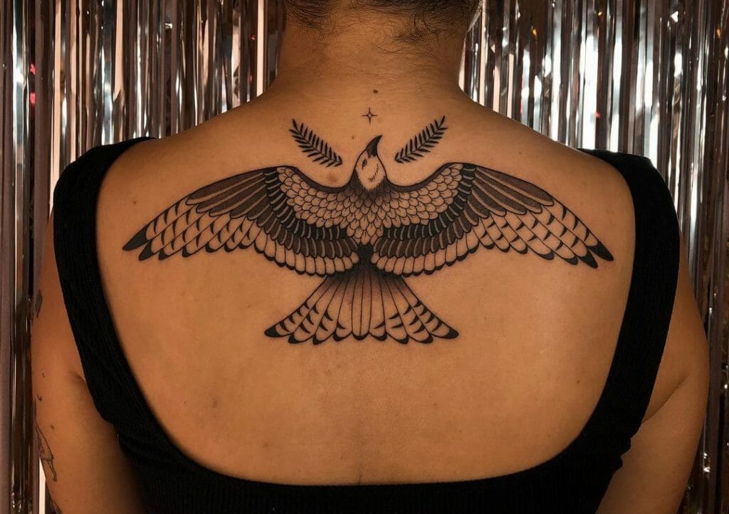 Wings Spread Out Hawk Tattoo Design