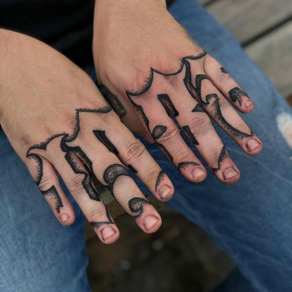 1987 Tattoo Design On Fingers
