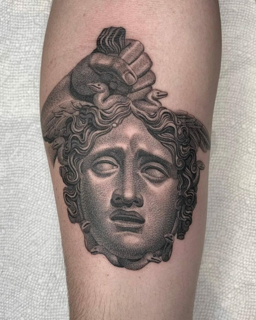 Perseus With The Head Of Medusa Sculpture Tattoo