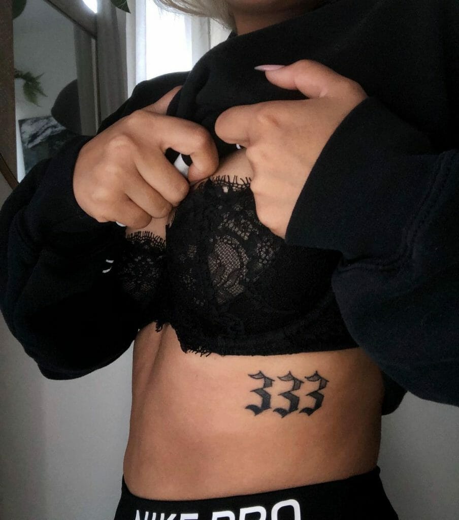 333 Tattoo In Old English Font