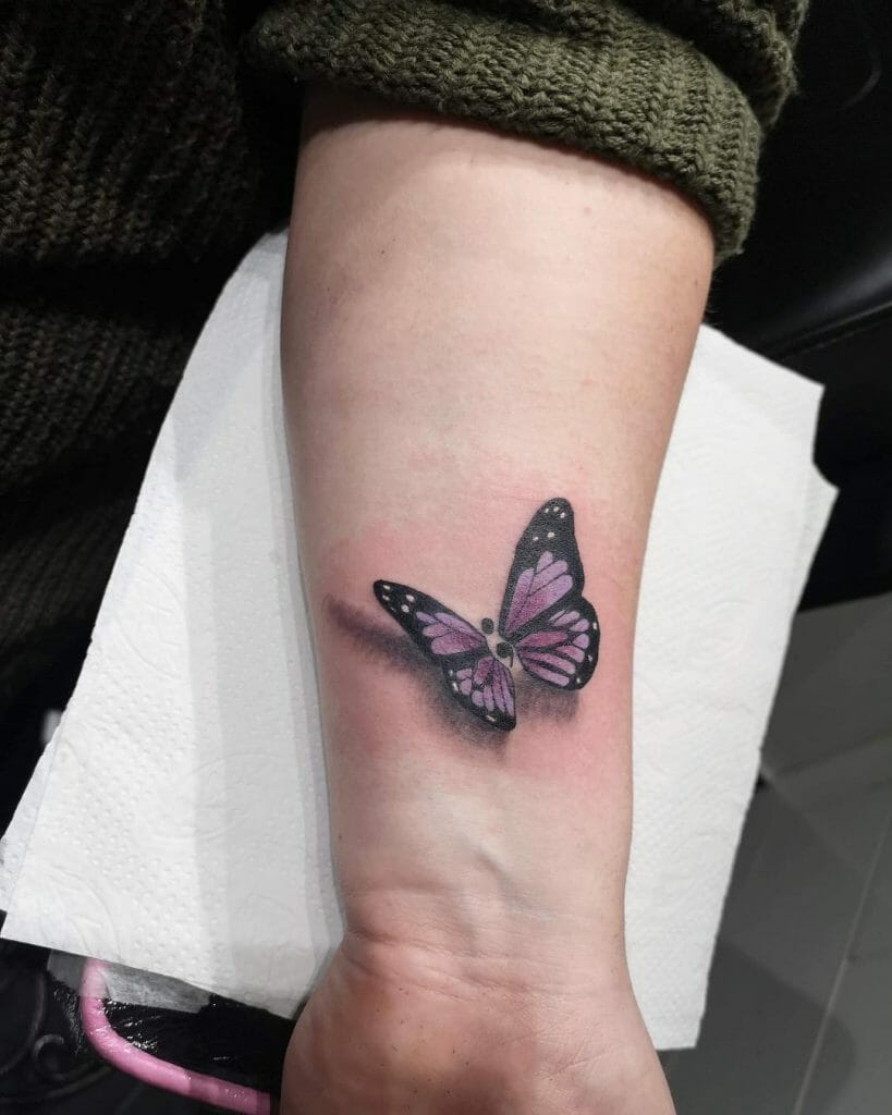 3D Semicolon Butterfly Tattoo Idea