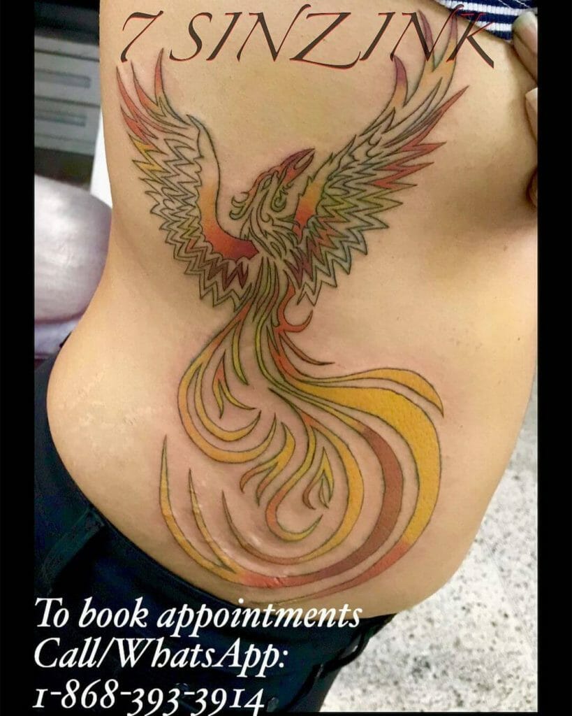 A Colorful Tribal Phoenix Tattoo