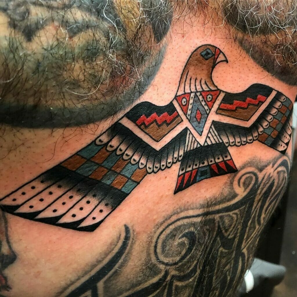 A Huge Colourful Chest Thunderbird Design Tattoo
