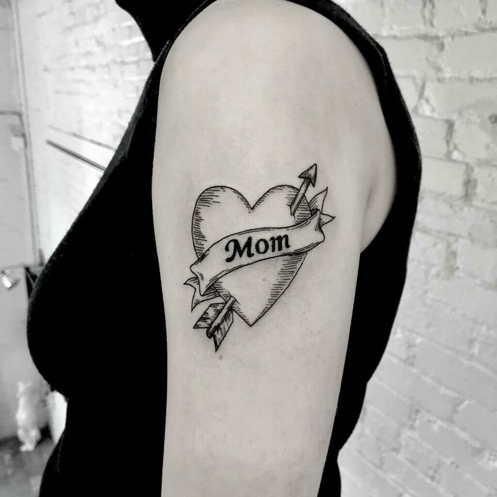 A Mom Heart Tattoo Black And Grey