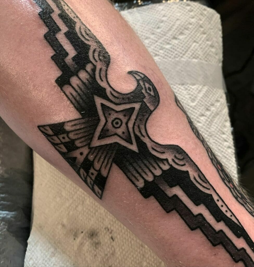 A Simple Blackwork Thunderbird Native American Tattoo