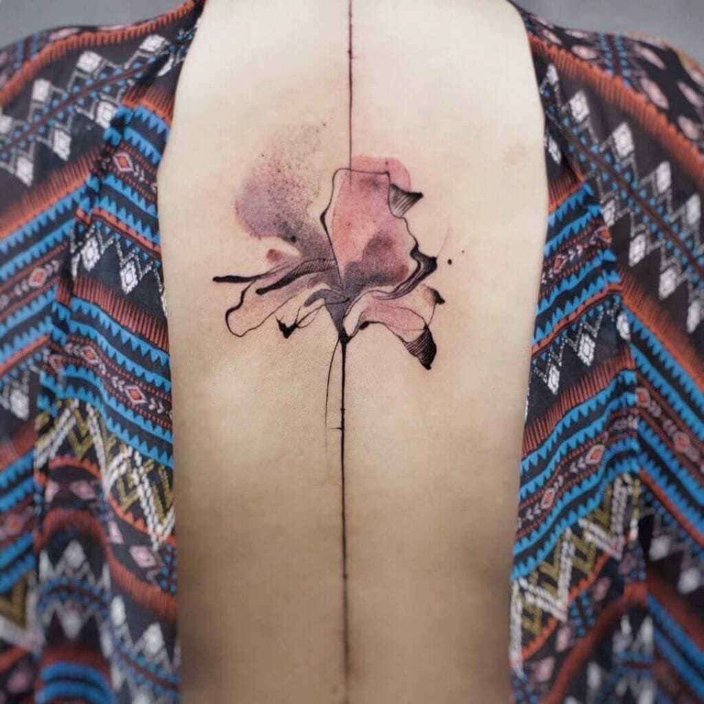 Abstract Flower Geometrical Line Tattoo