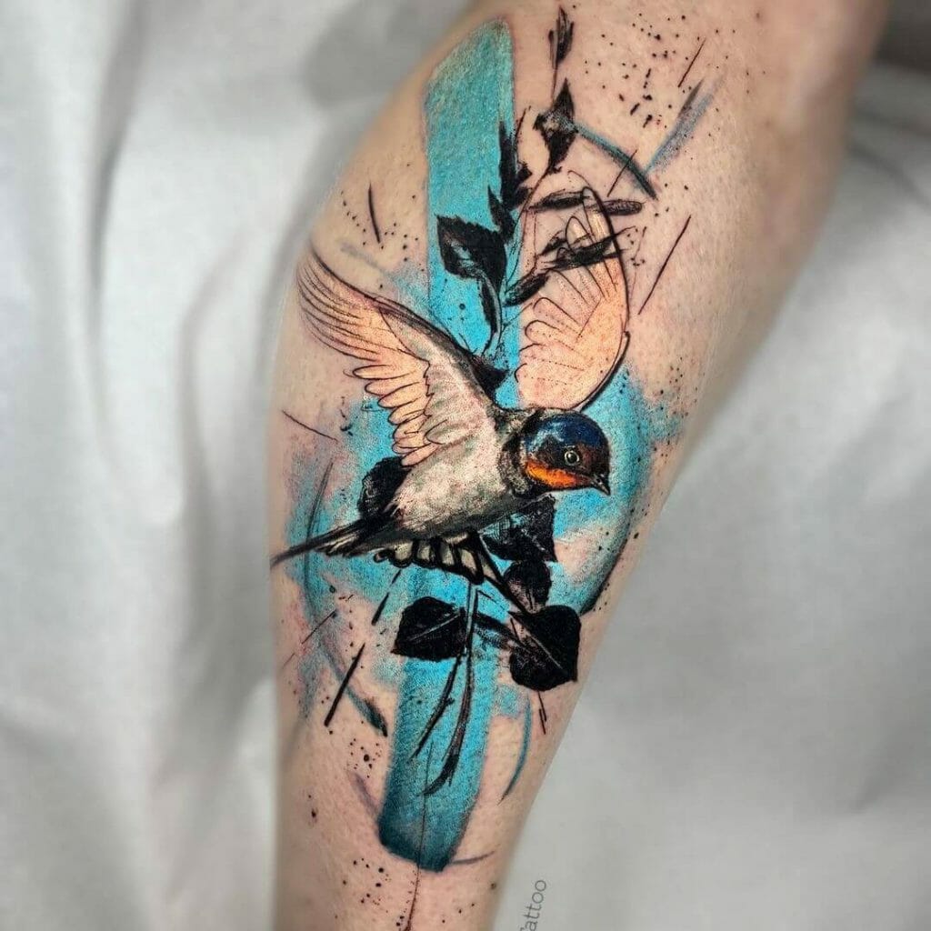 Abstract White Swallow Tattoo Design